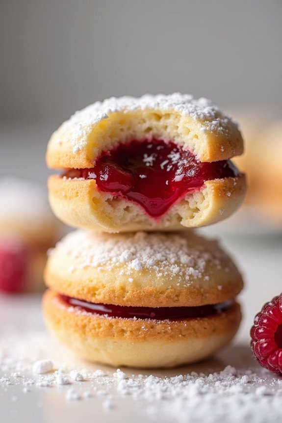 raspberry filled buttery cookies
