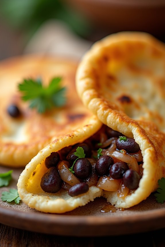 savory bean filled arepas