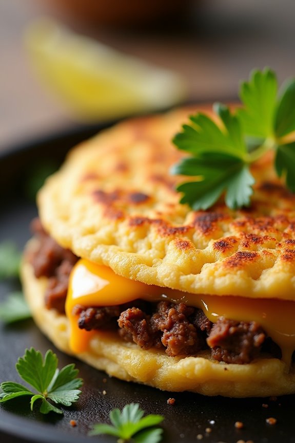 savory beef and cheese arepas