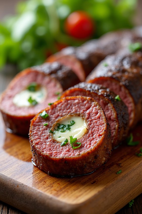 savory cheese stuffed meat roll ups