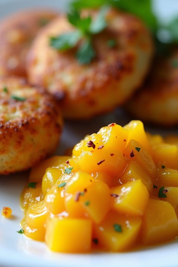 savory fritters with chutney