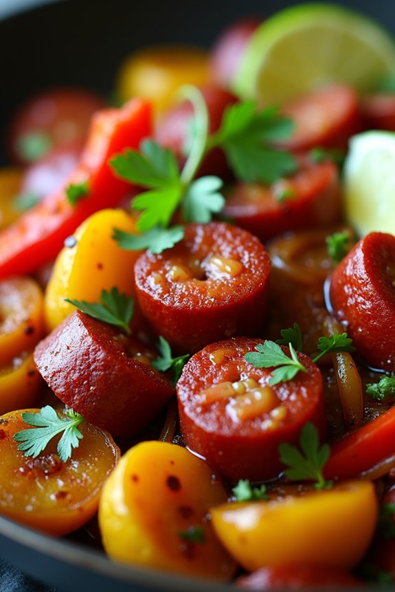 savory sausage and sweet plantains