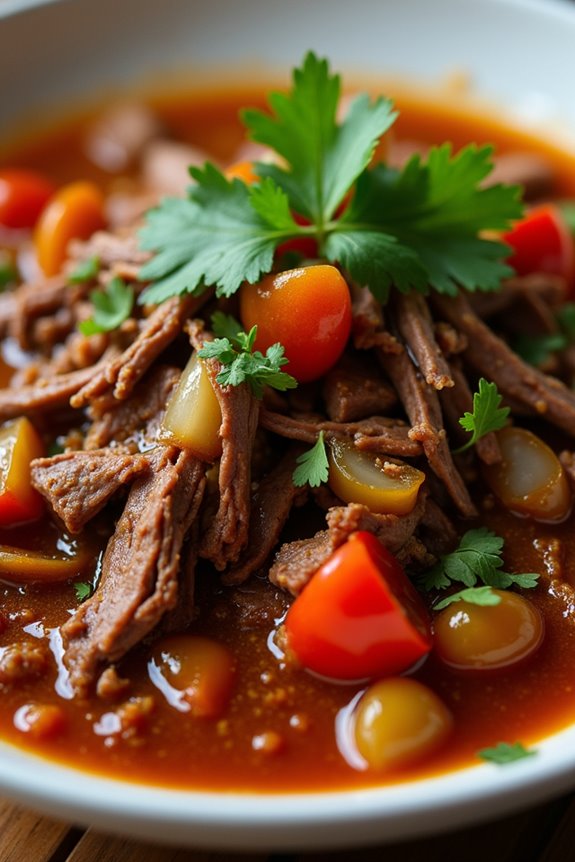 savory shredded beef stew