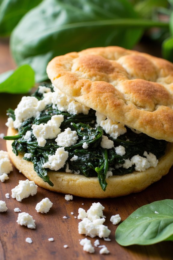 savory spinach feta arepas