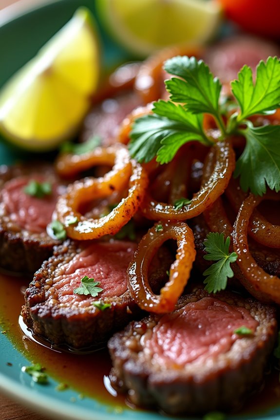 savory steak with onions