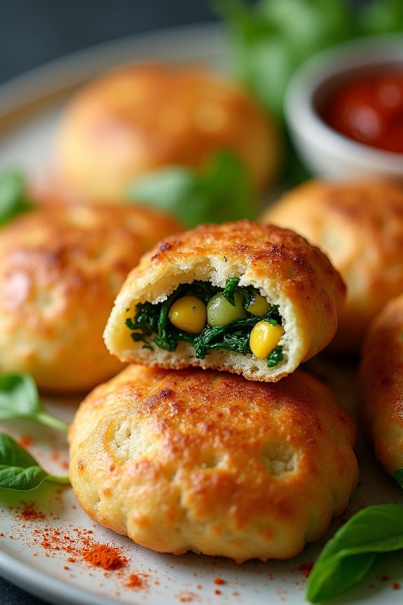 savory vegetable stuffed arepas