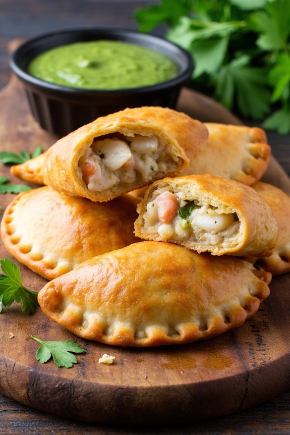 seafood empanadas with aji verde