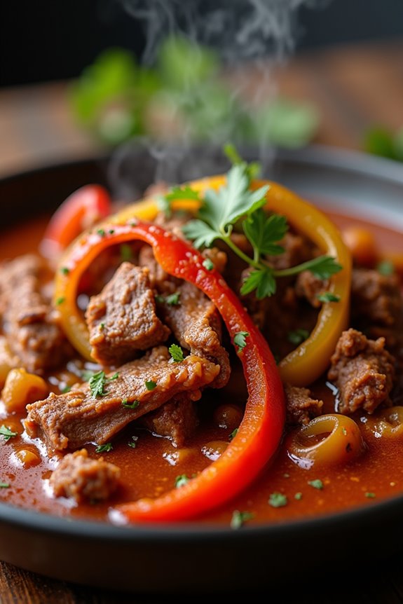shredded beef in sauce