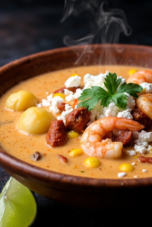 shrimp chowder with chorizo