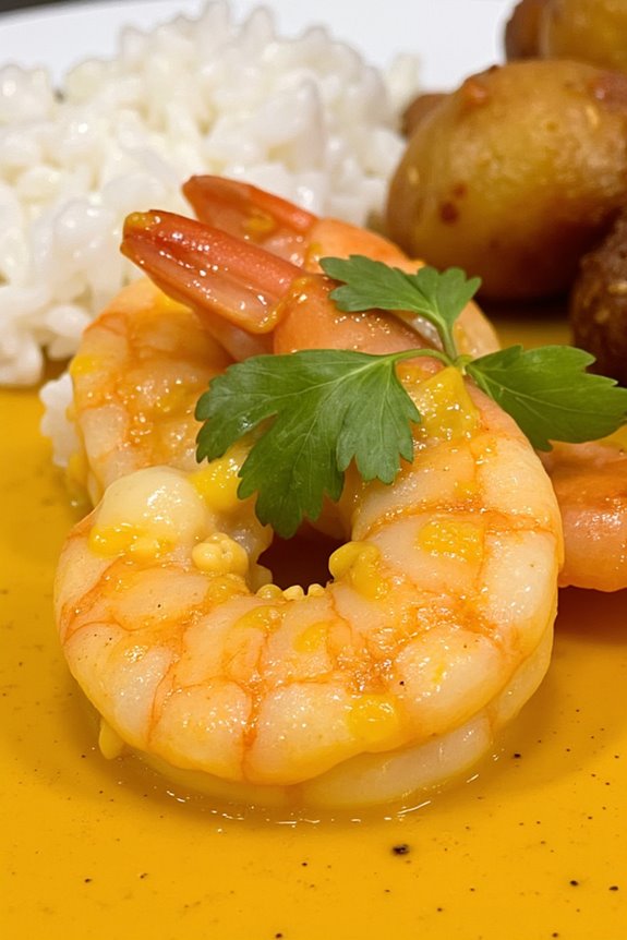 shrimp in spicy yellow sauce