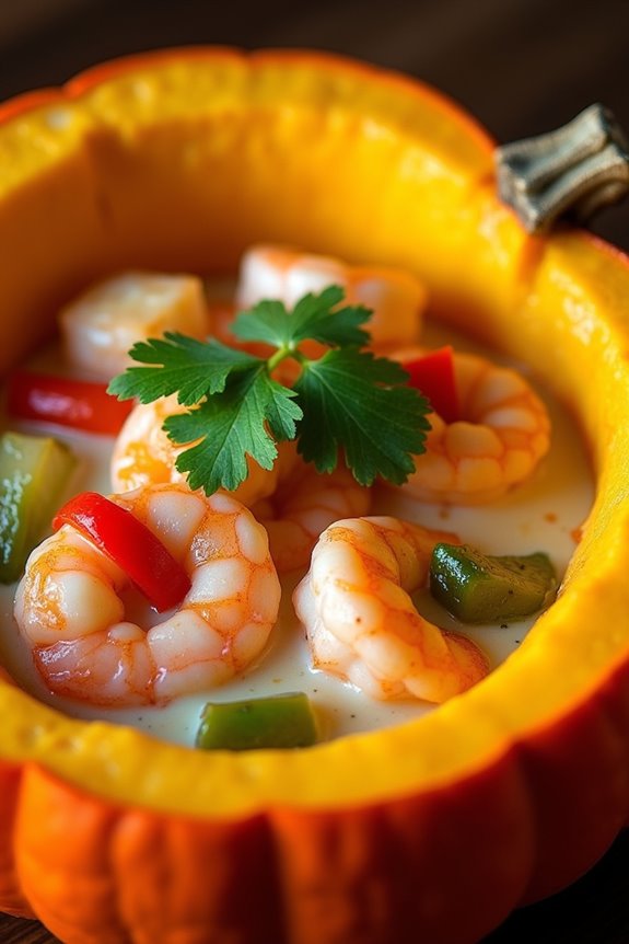 shrimp stuffed pumpkin dish
