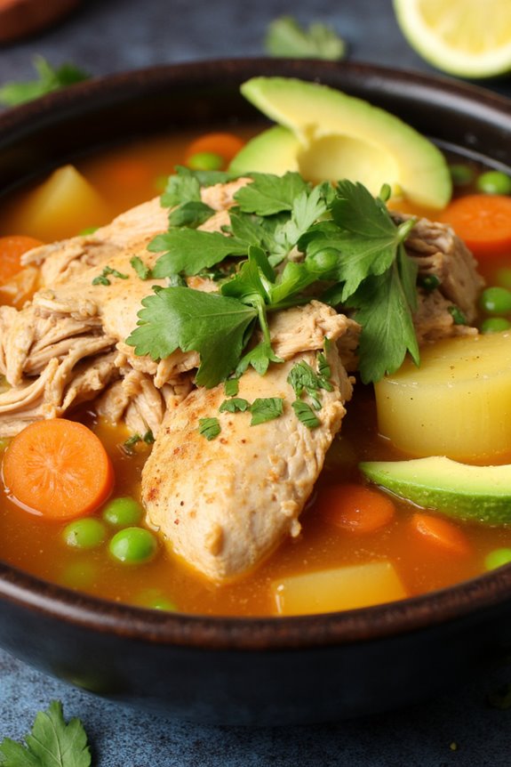 slow cooked flavorful chicken soup