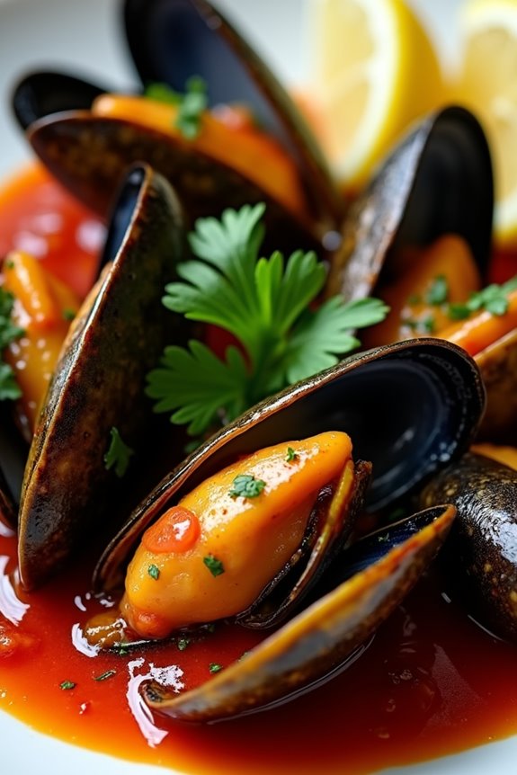 spicy chilean mussels appetizer