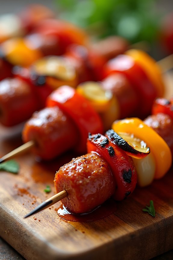 spicy chorizo bell pepper skewers