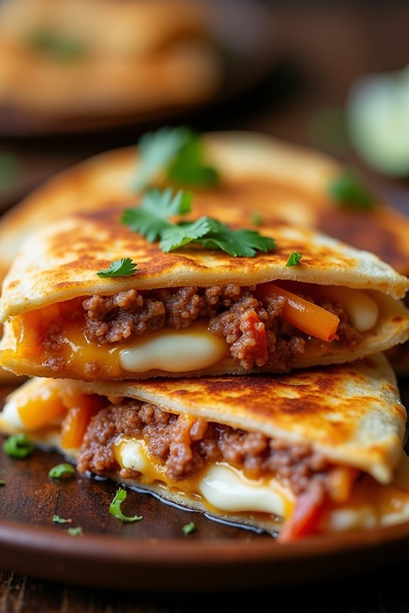 spicy chorizo cheese quesadillas