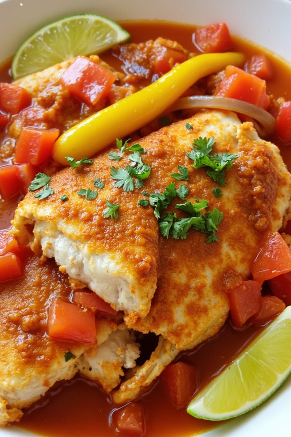 spicy fish in vibrant sauce