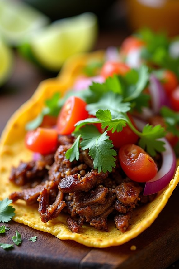 spicy shredded beef tacos
