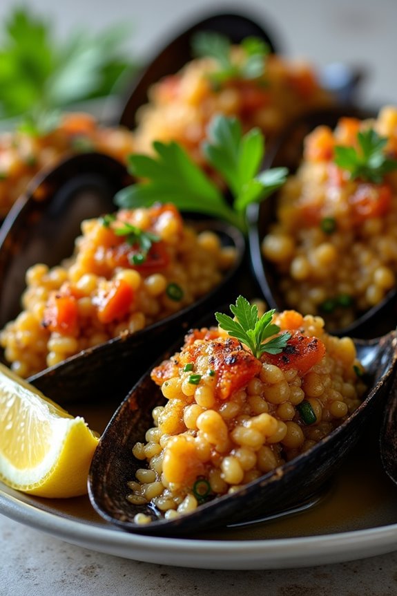 stuffed mussels with quinoa