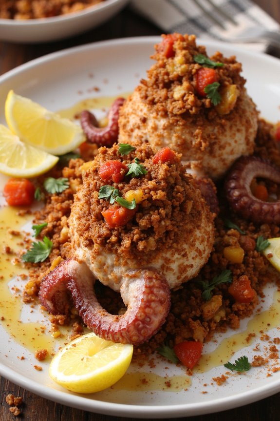 stuffed octopus with quinoa