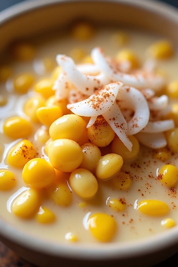 sweet coconut corn dessert