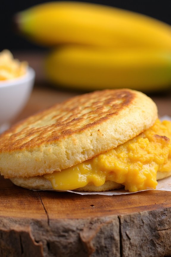 sweet plantain cheese arepas