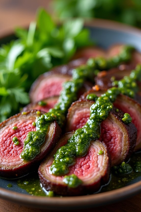 tender beef with chimichurri