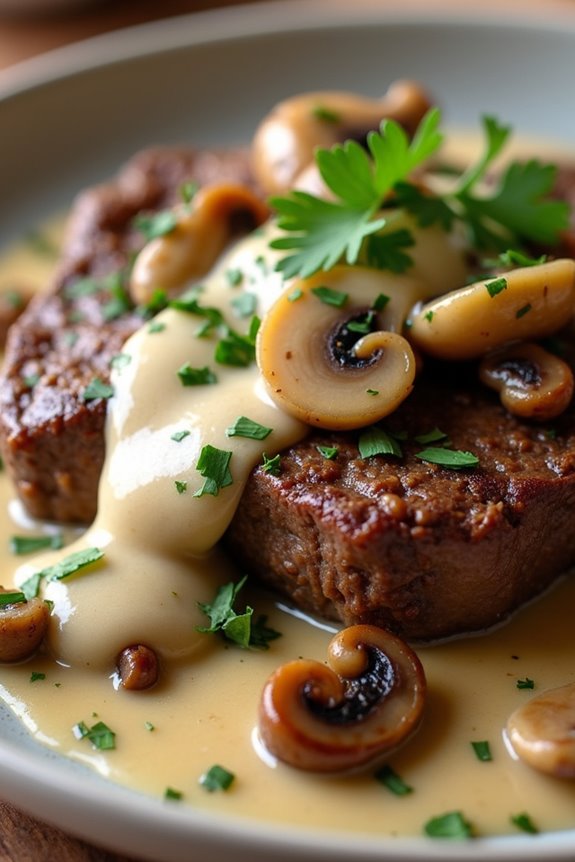 tender beef with creamy sauce