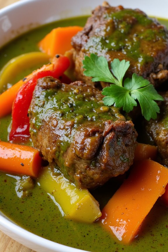 tender lamb in cilantro sauce