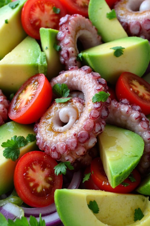 tender octopus creamy avocado