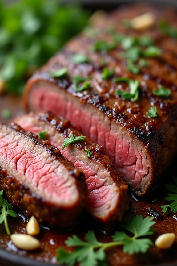tender steak with garlic