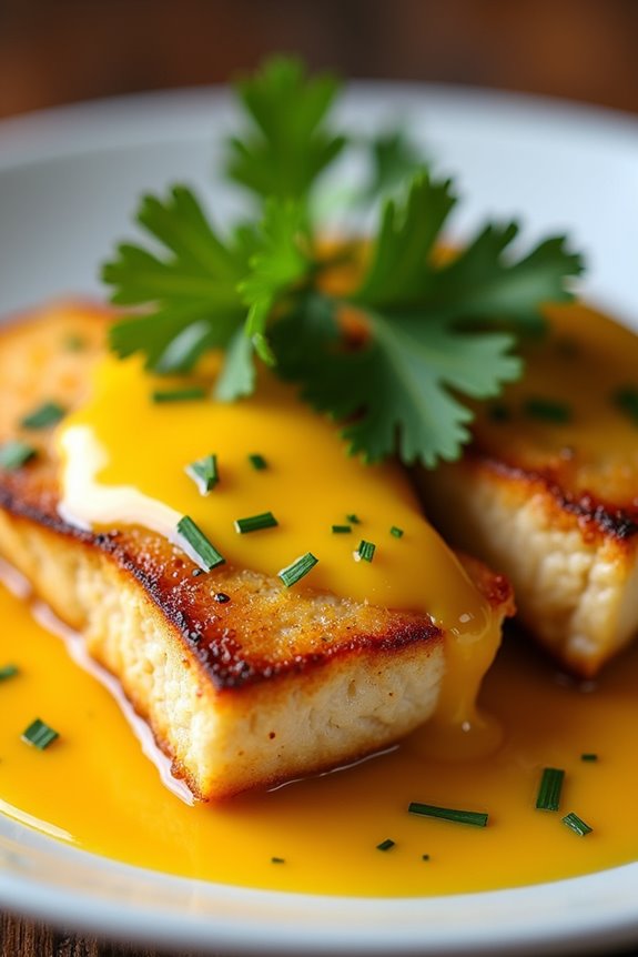 tropical fish with passionfruit sauce