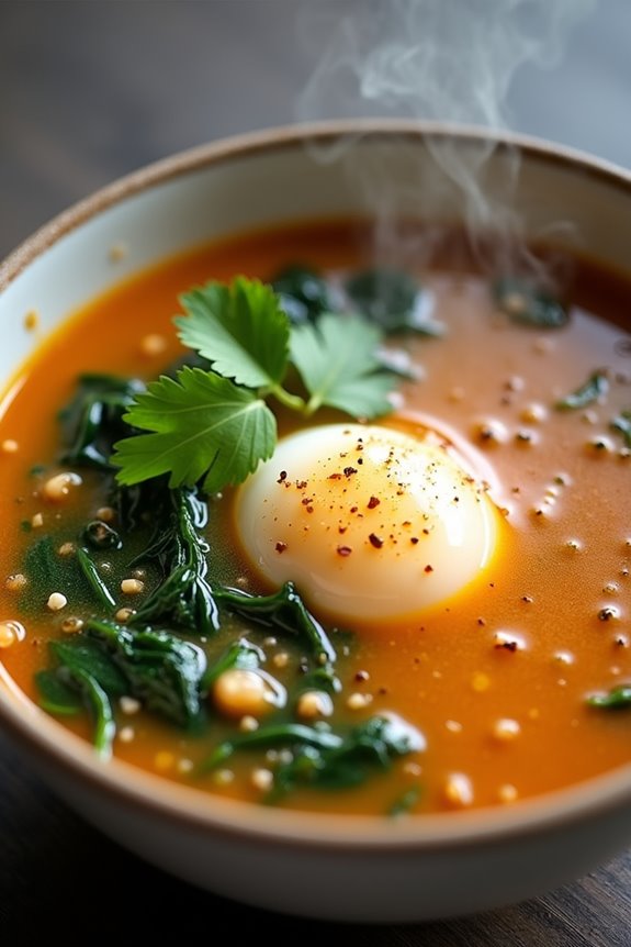 vegetarian spinach breakfast soup