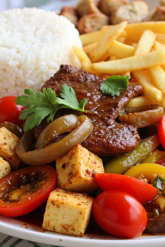 vegetarian twist on lomo saltado