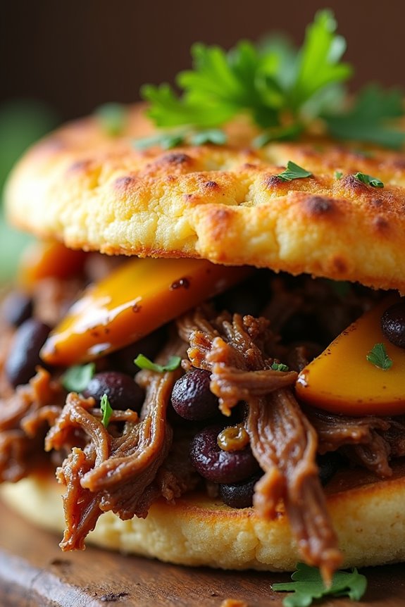 venezuelan shredded beef arepas