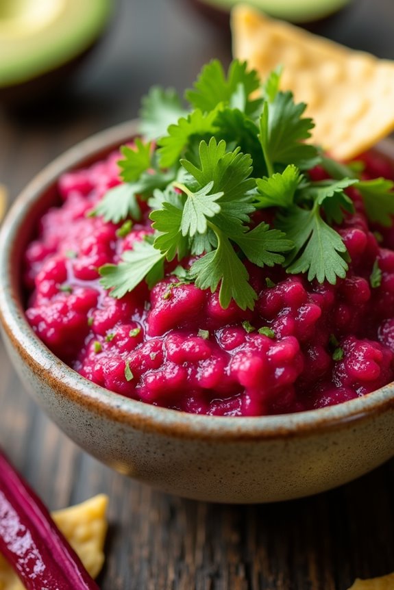 vibrant beetroot avocado dip