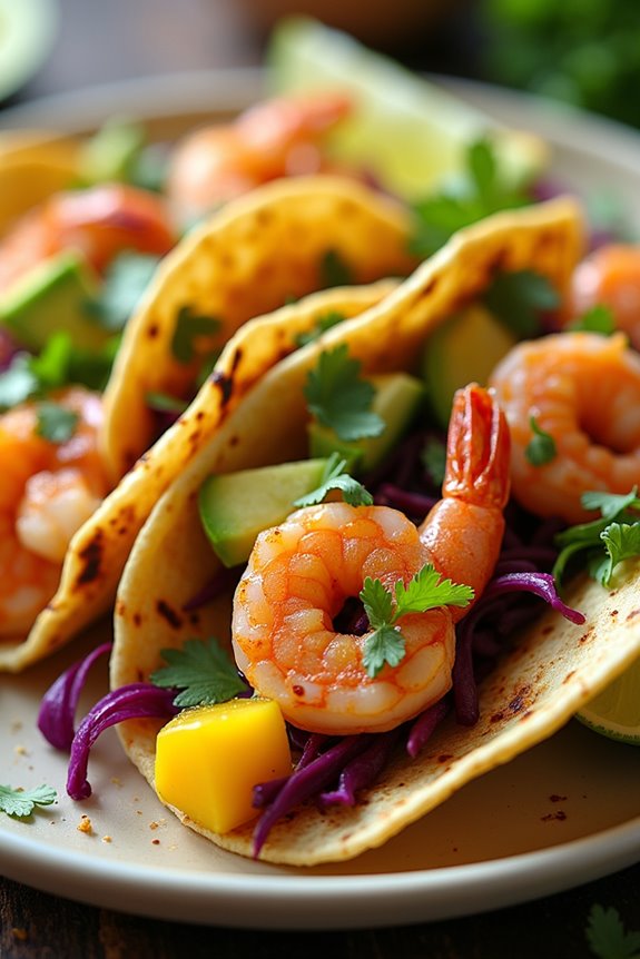 vibrant brazilian prawn tacos