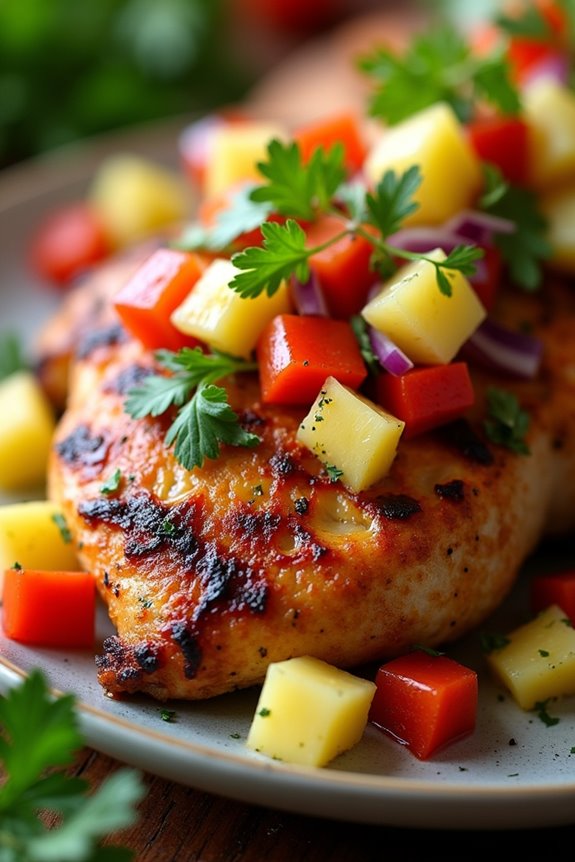 vibrant chicken with salsa