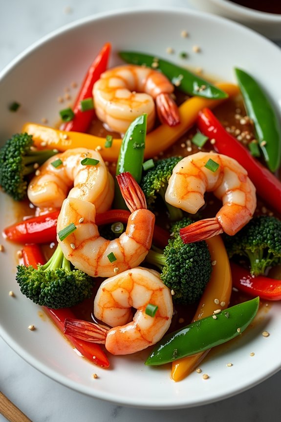 vibrant chilean shrimp stir fry