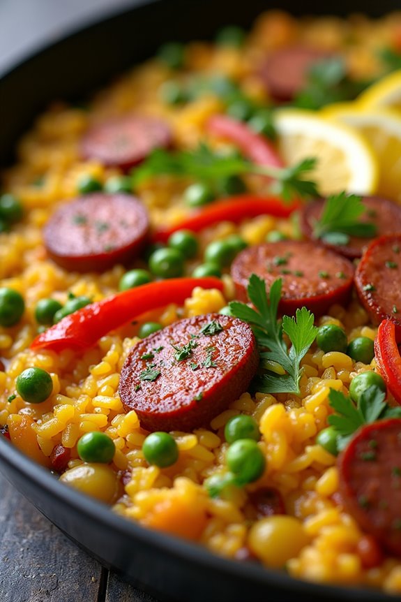 vibrant chorizo paella recipe