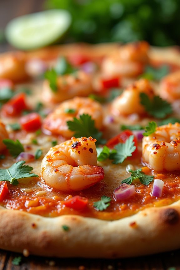 vibrant coastal shrimp pizza