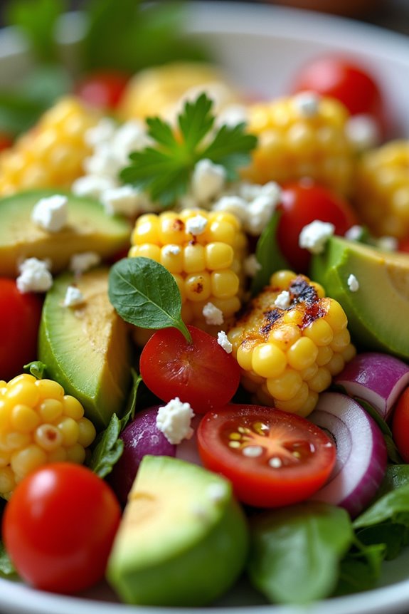 vibrant corn avocado salad