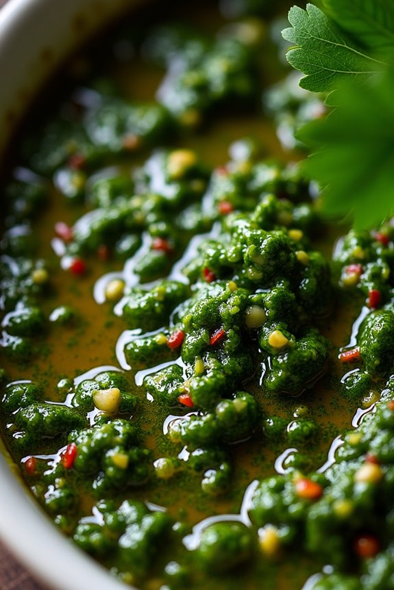 vibrant herbaceous condiment sauce