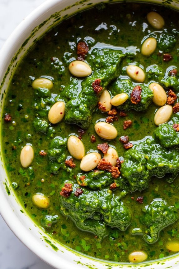 vibrant herbaceous pumpkin seed sauce