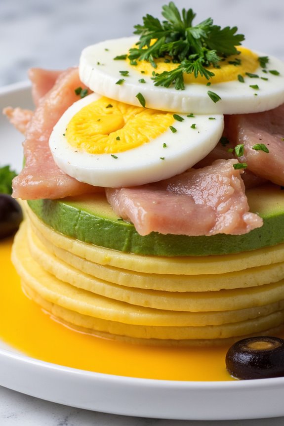 vibrant layered potato dish