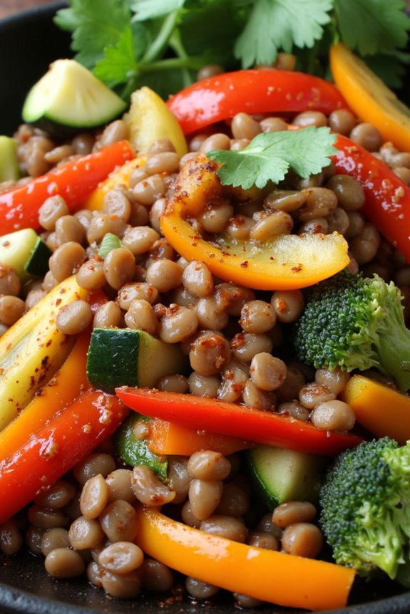 vibrant lentil vegetable stir fry