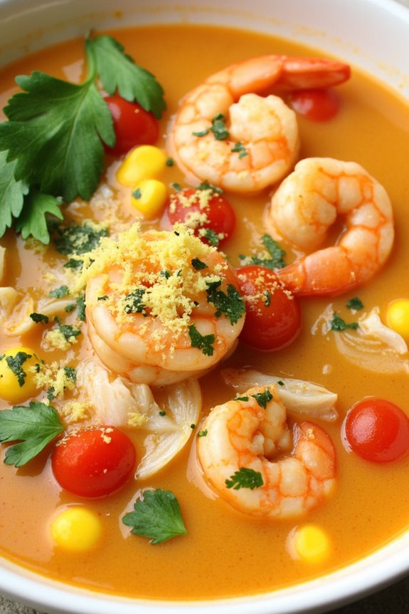 vibrant peruvian shrimp chowder