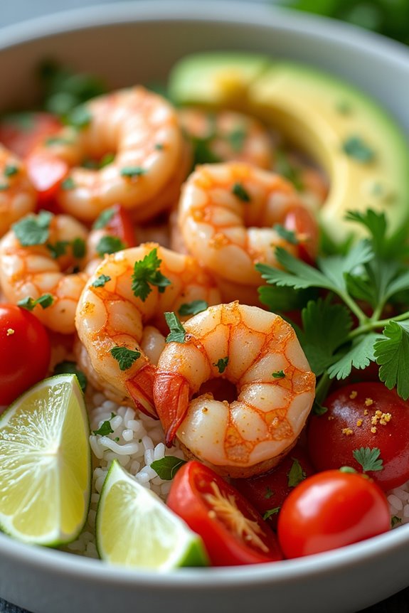 vibrant shrimp rice bowl