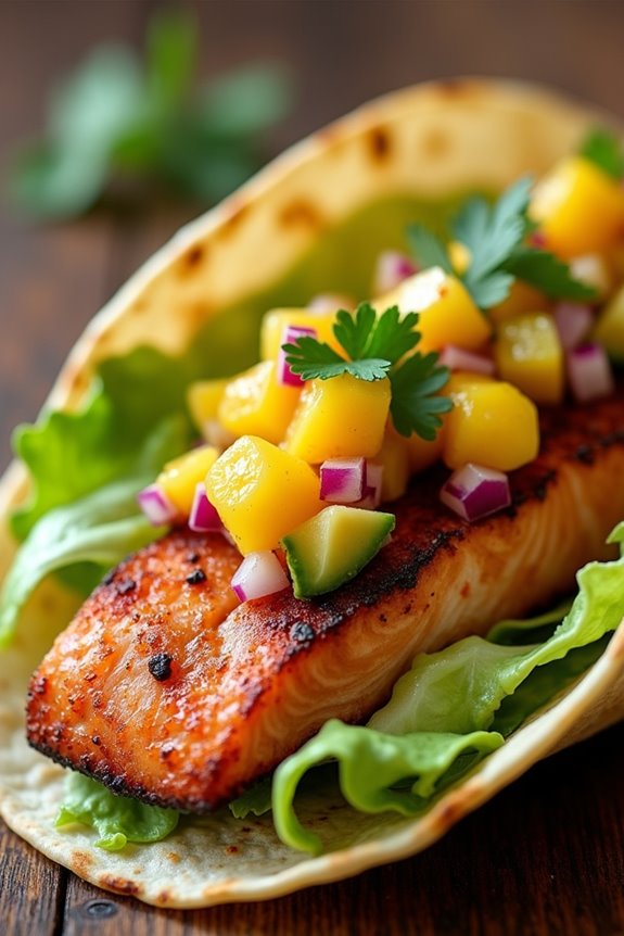 vibrant spicy salmon tacos