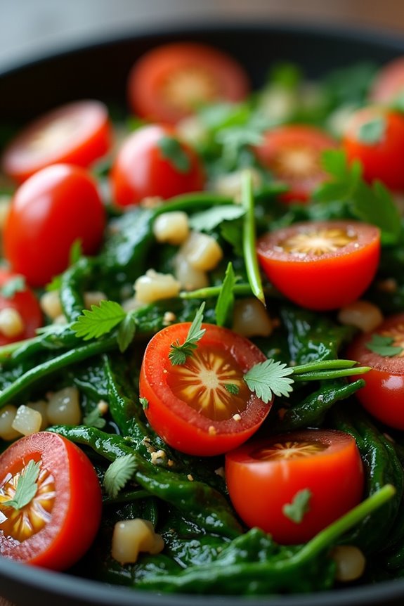 vibrant spinach tomato stir fry
