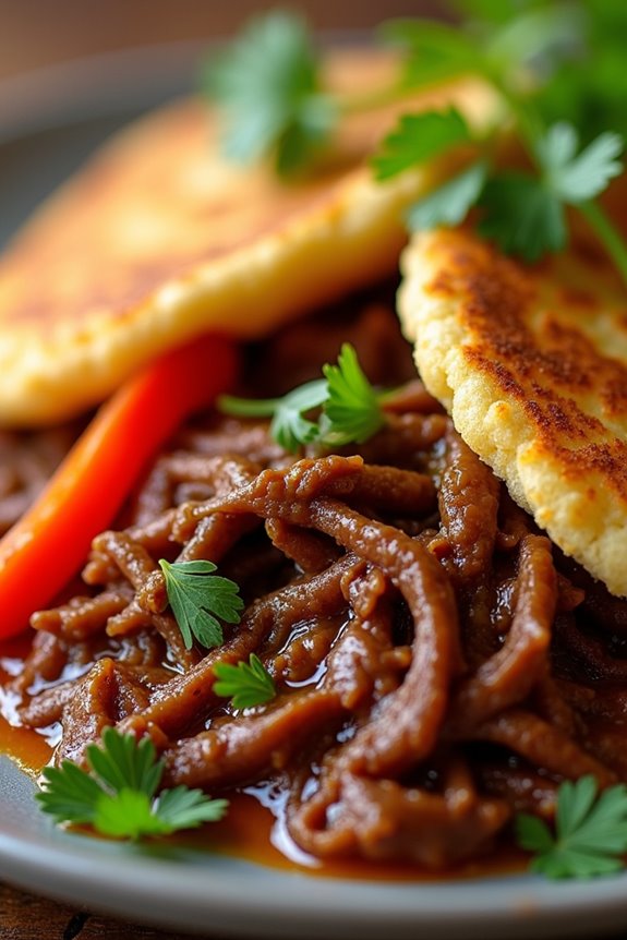 vibrant venezuelan beef arepas